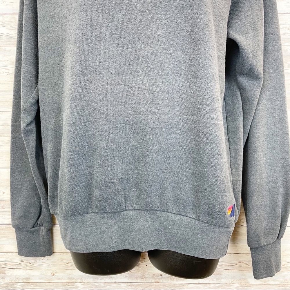 AVIATOR NATION Rainbow Embroidered Charcoal Gray Pullover Sweatshirt - Picture 4 of 10